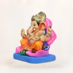 15 inch handcrafted Ganpati murti eco friendly jaswwand yellow dhoti shadu mati clay idol multi color New Delhi