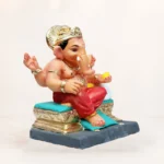 Kainchi Load Red Dhoti eco friendly Ganpati murti, handcrafted 12 inch clay Ganesha idol by Ganesh Murti Store.