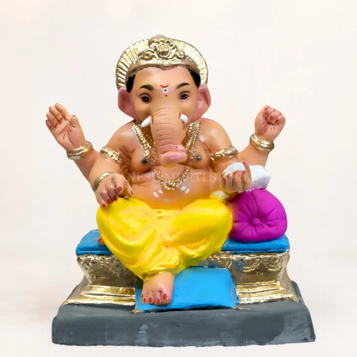 Traditional Handcrafted Clay Ganesh Idol | Biodegradable Eco-Friendly Ganpati Murti