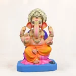 Close-up of Kamal Yellow Dhoti 15 Inch Eco-Friendly Ganpati Idol with intricate handcrafted detailing.