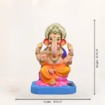 Side angle of Kamal Yellow Dhoti 15 Inch Eco-Friendly Ganpati Murti handcrafted from natural clay.
