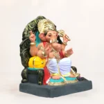 Biodegradable Shadu Mati Ganpati Murti featuring elegant design and handcrafted clay artistry.