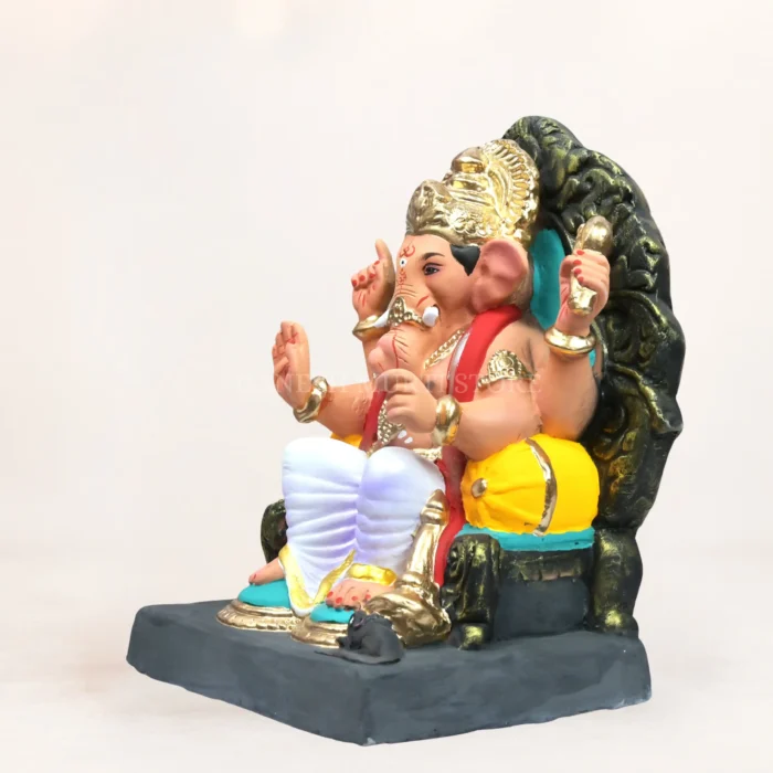 Handmade Shadu Clay Ganesh Murti with premium artistic finish for home temple and festive celebrations