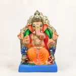 15 inch eco friendly Ganesh idol made from Shadu Mitti river clay with multi color finish for Ganesh Chaturthi.