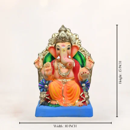 Handmade Shadu Mitti Ganpati Idol 15 inch eco friendly Ganesh murti with natural clay finish in Delhi.