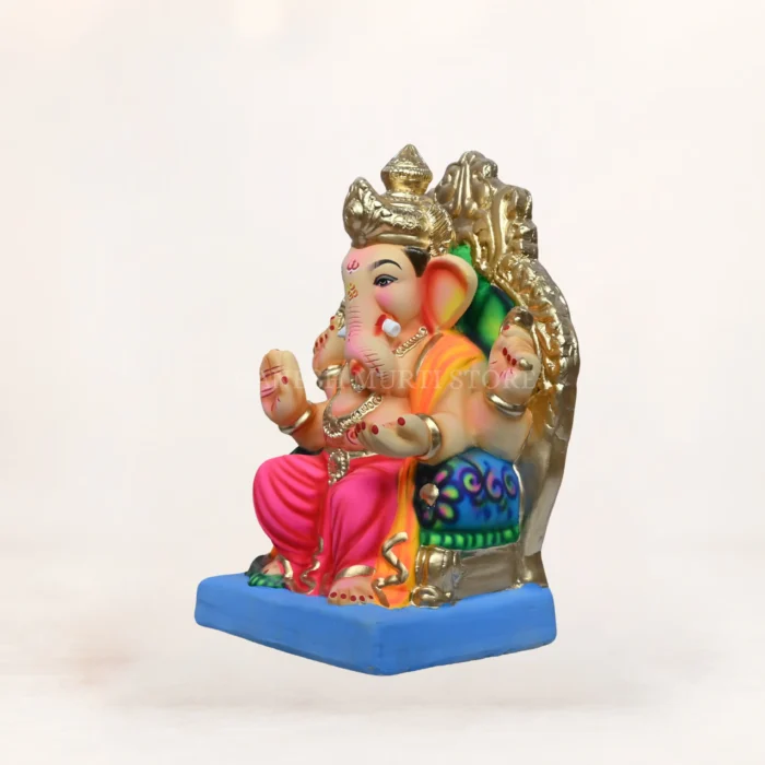 Pink Lalbaugcha Raja eco friendly Ganpati idol 15 inch Shadu Mati handmade Ganesh murti for Ganesh Chaturthi.