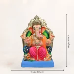 15 inch eco friendly Ganesh idol made from Shadu Mitti river clay with multi color finish for Ganesh Chaturthi.