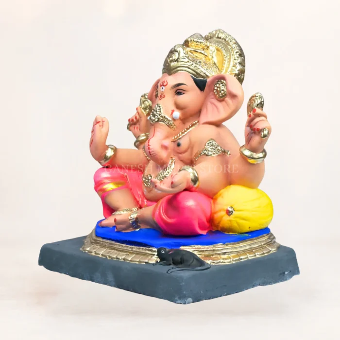 Mahisuri Double Load Pink Dhoti clay Ganesha murti