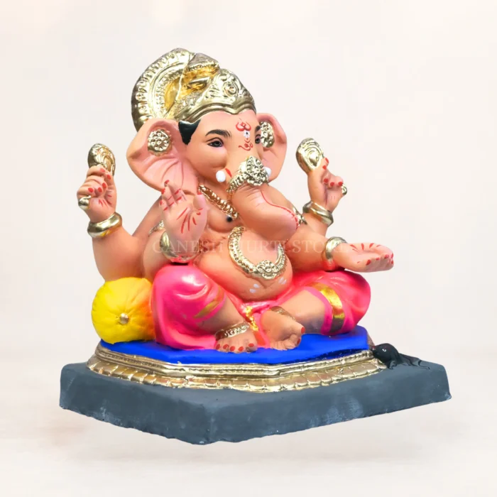 Mahisuri Double Load Pink Dhoti 12-Inch Eco Friendly Ganesh Idol made of natural clay