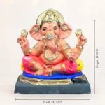 Mahisuri Double Load Pink Dhoti 12-Inch Eco Friendly Ganesh Idol size chart and dimensions