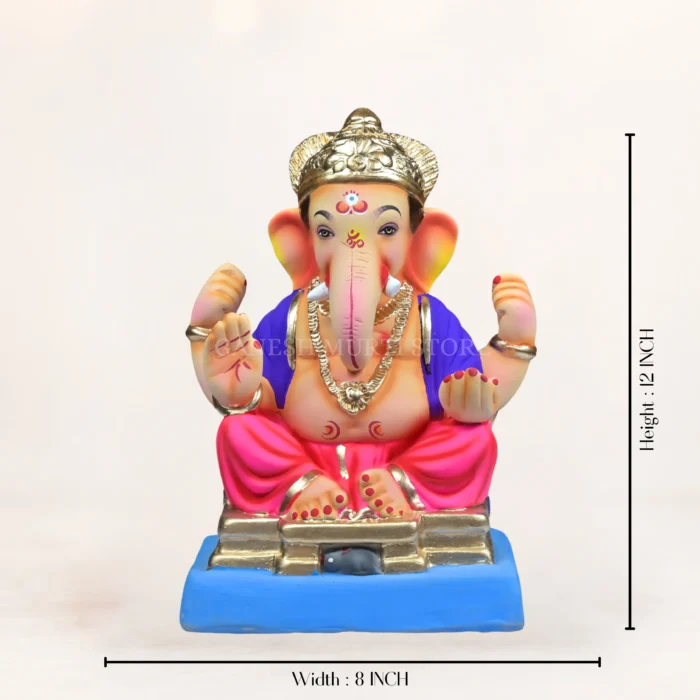 Mahisuri Pink 12-Inch Eco Friendly Ganesh Idol handcrafted from natural clay