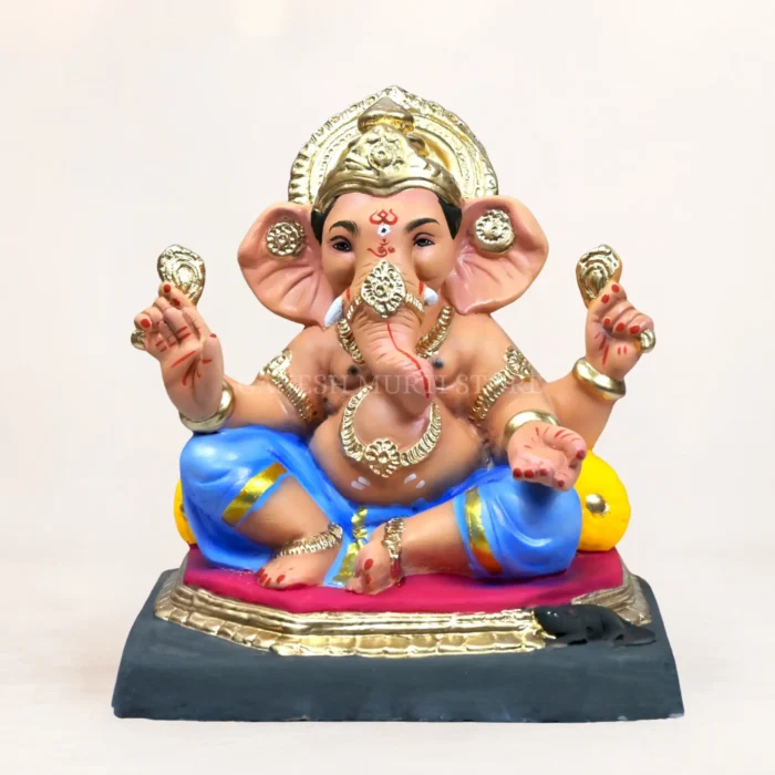 Eco-friendly Ganpati Murti for home decoration made from biodegradable natural clay with traditional design.