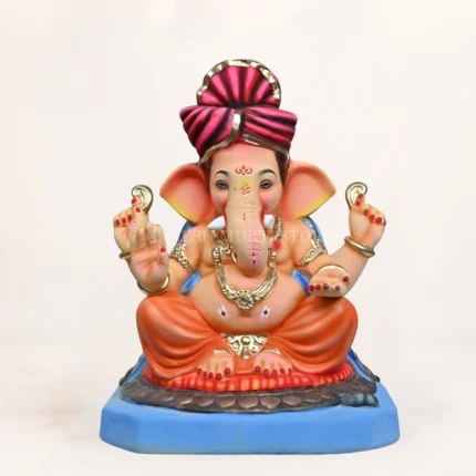 Eco Friendly Ganpati Murti in Noida made from Shadhu Mati, handcrafted 15-inch Ganesh idol with vibrant colors.