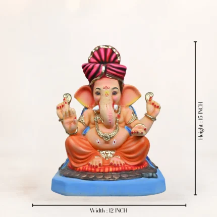 15-inch Shadhu Mati Eco Friendly Ganesh Murti in Noida with multi-color finish for Ganesh Chaturthi celebrations.