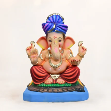 Eco Friendly Ganpati Murti in Noida made from Shadhu Mati, 14-inch multicolor handcrafted idol for Ganesh Chaturthi