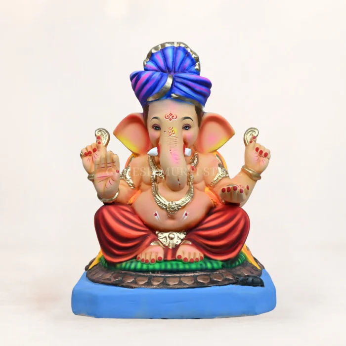 Eco Friendly Ganpati Murti in Noida made from Shadhu Mati, 14-inch multicolor handcrafted idol for Ganesh Chaturthi