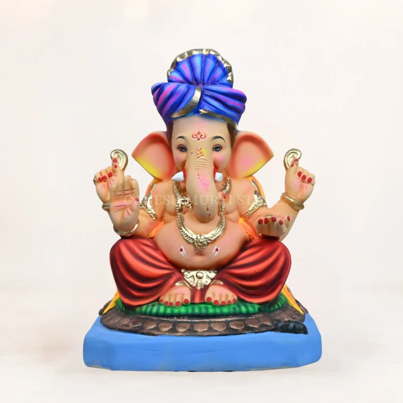 Eco Friendly Ganpati Murti in Noida made from Shadhu Mati, 14-inch multicolor handcrafted idol for Ganesh Chaturthi