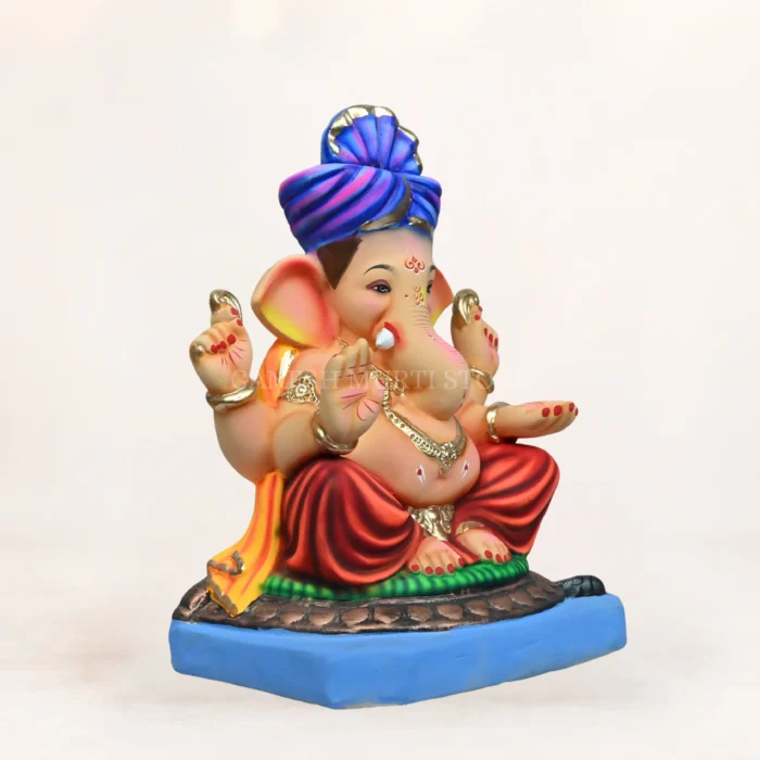 Handmade Eco Friendly Ganpati Murti in Noida crafted from Shadhu Mati with multicolor finish and intricate detailing
