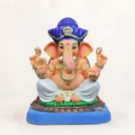Close-up of Mahisuri Pagdi White Dhoti 15 Inch Eco-Friendly Ganpati Murti with premium handcrafted detailing.