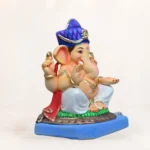 Mahisuri Pagdi White Dhoti 15 Inch Eco-Friendly Ganpati Murti handcrafted from natural Shadu clay for Ganesh Chaturthi.