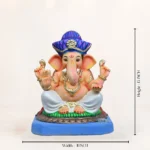 Side angle of Mahisuri Pagdi White Dhoti 15 Inch Eco-Friendly Ganpati Murti handcrafted from natural clay.