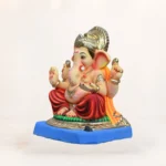 Eco friendly Mahisuri Red Ganpati murti 15 inch shadu mati clay idol handcrafted Ganesh murti New Delhi