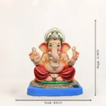 15 inch handcrafted Mahisuri Red Ganpati murti eco friendly shadu mati clay idol multi color Ganesh idol New Delhi