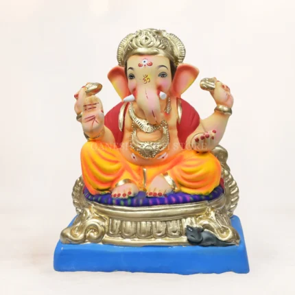 12 inch clay Ganesha murti in multi color, eco friendly Ganesh idol handcrafted from natural clay by Ganesh Murti Store India