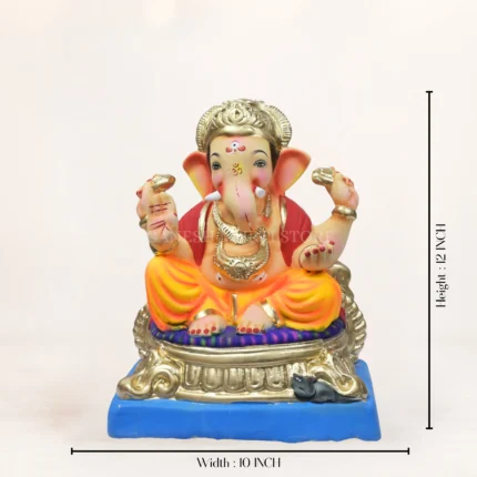 Natural clay Ganesha murti 12 inch multi color eco friendly idol handcrafted for pooja and festive decoration