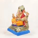 Eco friendly clay Ganesha murti 12 inch handcrafted idol in multi color for Ganesh festival and home decoration