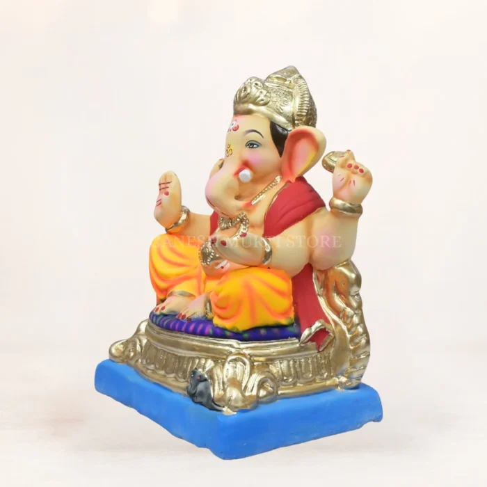 Eco friendly clay Ganesha murti 12 inch handcrafted idol in multi color for Ganesh festival and home decoration