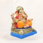 Handmade clay Ganesha murti 12 inch eco friendly multi color idol for home pooja and Ganesh Chaturthi celebrations