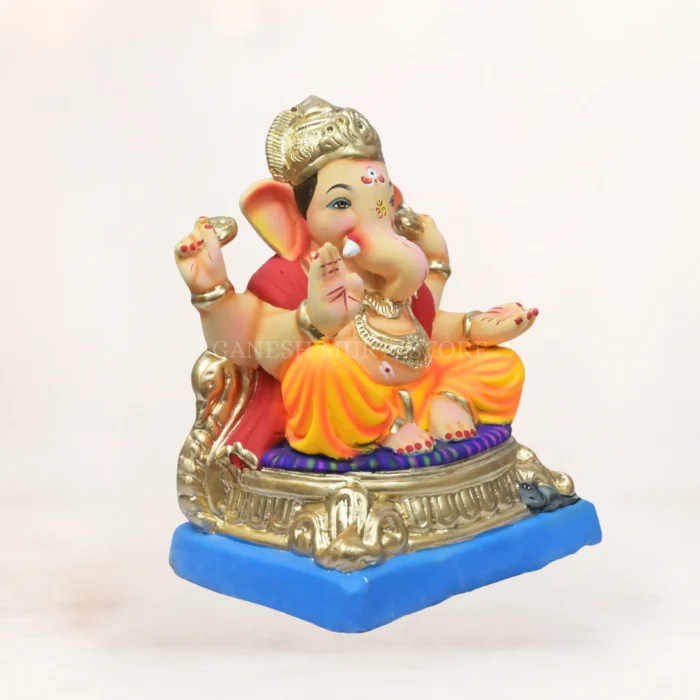 Handmade clay Ganesha murti 12 inch eco friendly multi color idol for home pooja and Ganesh Chaturthi celebrations
