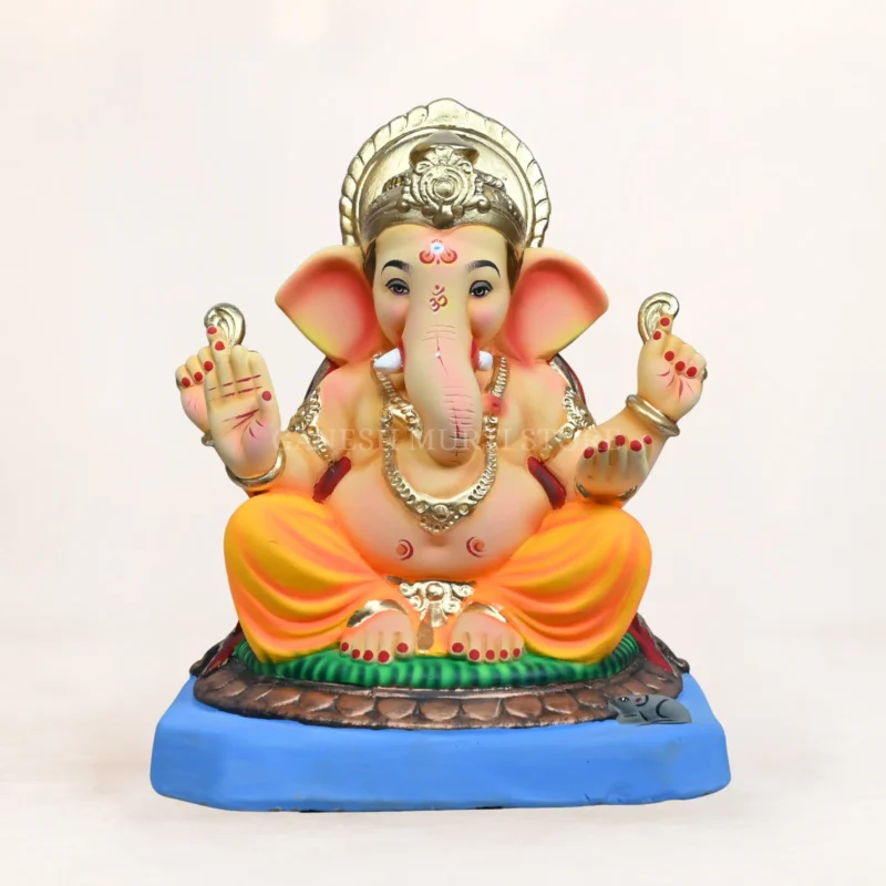 Mahisuri Yellow Dhoti eco friendly Ganpati murti 15 inch shadu mati clay handcrafted multi color Ganesh idol New Delhi