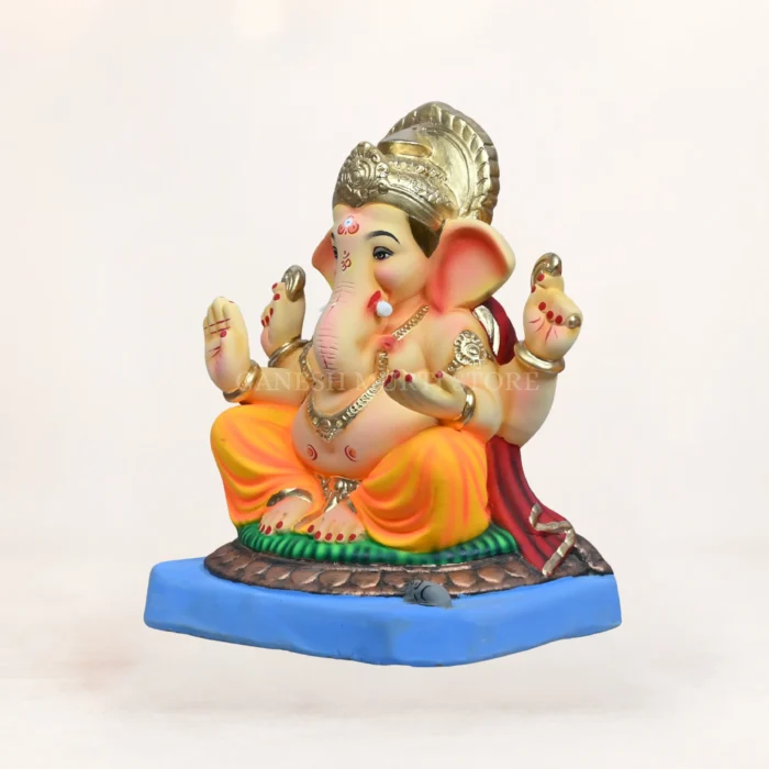 15 inch handcrafted Mahisuri Yellow Ganpati murti eco friendly shadu mati clay idol multi color Ganesh idol New Delhi