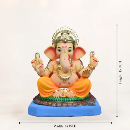 Eco friendly Mahisuri Yellow Ganpati murti 15 inch shadu mati clay idol handcrafted Ganesh murti New Delhi