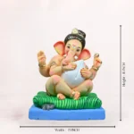 Front view of Modak Bal Red Dhoti 16 Inch Eco-Friendly Ganesh Idol made from natural Shadu Mati clay.