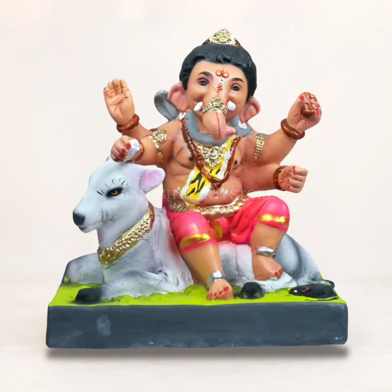 premium Nandi Shankar Pink biodegradable Ganesha idol