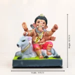Nandi Shankar Pink 12-Inch Eco Friendly Ganesh Idol dimension chart for home temple