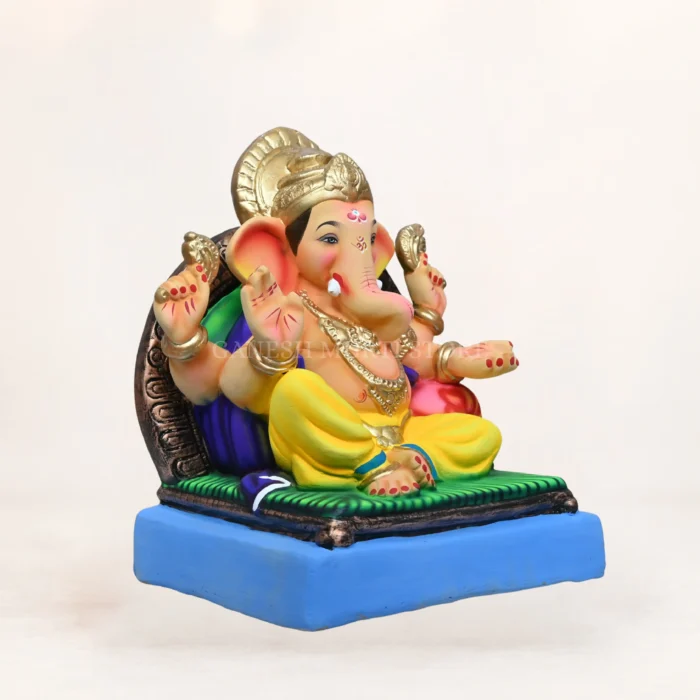Buy Parbhawal Peswai Yellow Dhoti 15 inch eco friendly Ganpati idol made of Shadhu Mati from Ganesh Murti Store Delhi