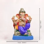 Close-up of Parbhal Load Blue Dhoti 14 Inch Eco-Friendly Ganpati Murti with intricate handcrafted detailing.