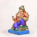 Parbhal Load Blue Dhoti 14 Inch Eco-Friendly Ganpati Murti handcrafted from natural Shadu clay for Ganesh Chaturthi.