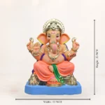 Front view of Philips Light Orange Dhoti 15 Inch Eco Friendly Ganesh Idol made from natural Shadu clay.