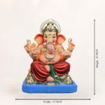 Front view of Philips Orange Dhoti 15 Inch Eco Friendly Ganesh Idol made from biodegradable Shadu clay.