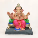 12 inch Clay Ganpati Idol handcrafted from eco-friendly clay with vibrant multicolor finish for Ganesh Chaturthi