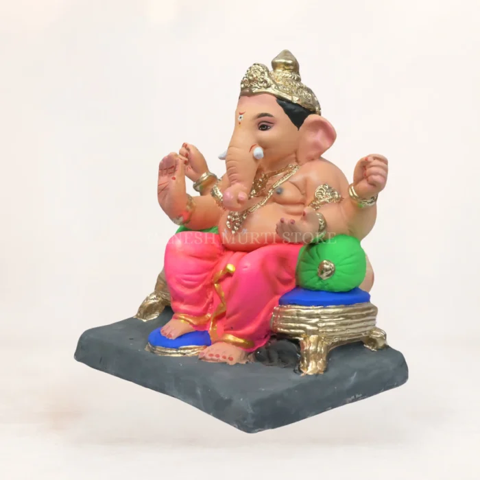 Multicolor Clay Ganpati Idol crafted from eco-friendly clay for Ganesh festival celebrations and home worship