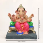 Handmade Clay Ganpati Idol made from natural clay with colorful detailing for worship and decoration