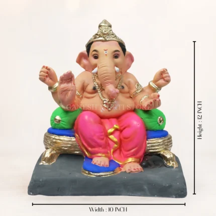 Handmade Clay Ganpati Idol made from natural clay with colorful detailing for worship and decoration