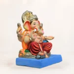 handmade Shadu Mati Ganesh idol face with intricate crown detailing and eco-friendly paint.