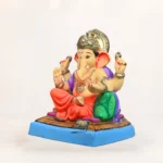 Shivrekar Double Load Orange 15 Inch Eco-Friendly Ganpati Murti handcrafted from natural Shadu clay for Ganesh Chaturthi.